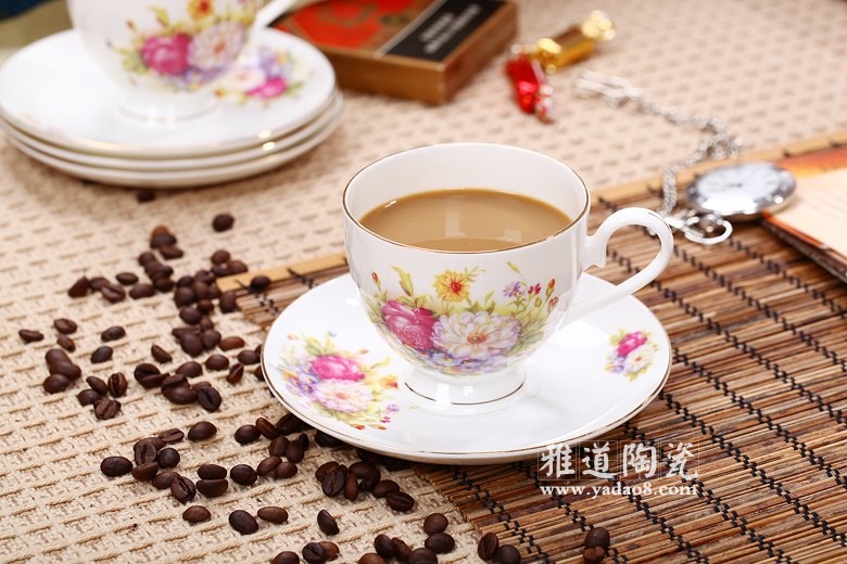 景德镇欧式陶瓷咖啡具花簇锦锈