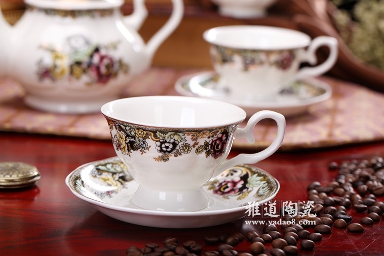 景德镇陶瓷高档英式咖啡具套装英伦玫瑰