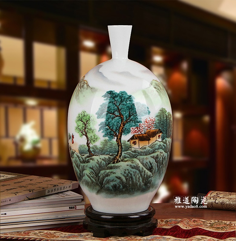 景德镇陶瓷名家手绘客厅装饰花瓶