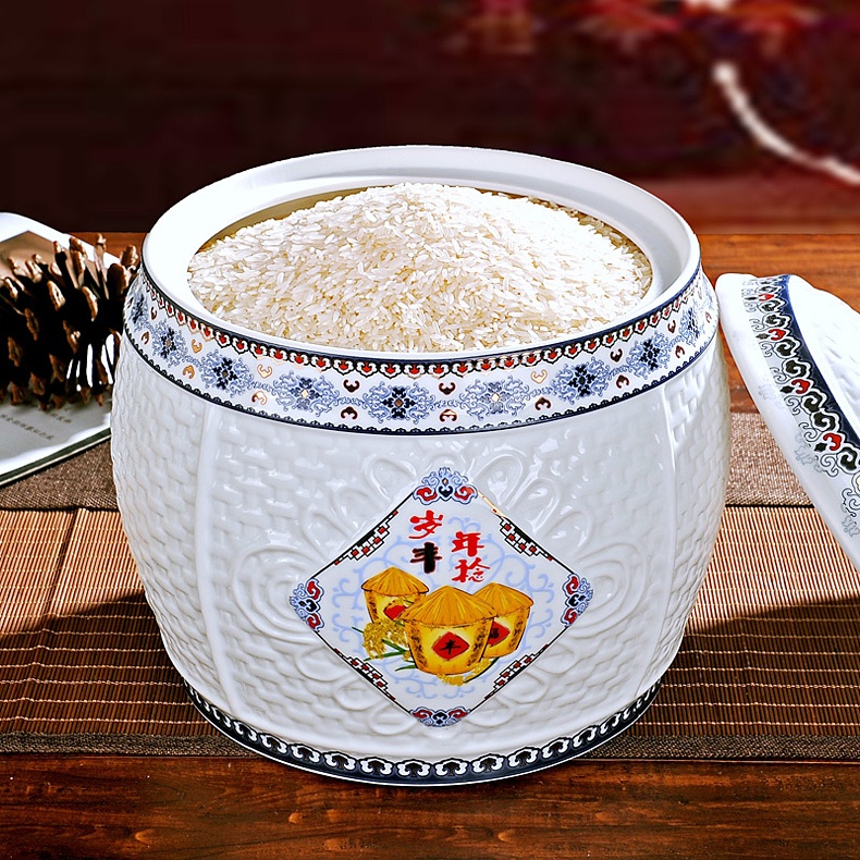 景德镇陶瓷米缸 带盖储物罐