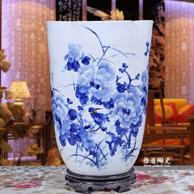 陶瓷客厅花瓶 名家手绘花瓶 花开富贵
