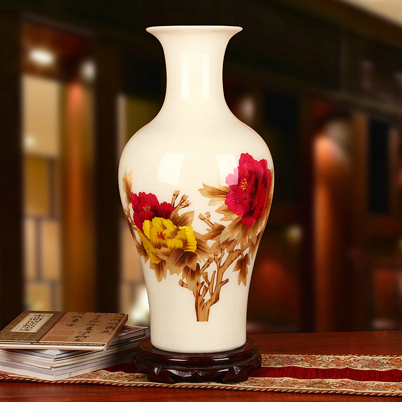 富贵牡丹麦秆陶瓷花瓶