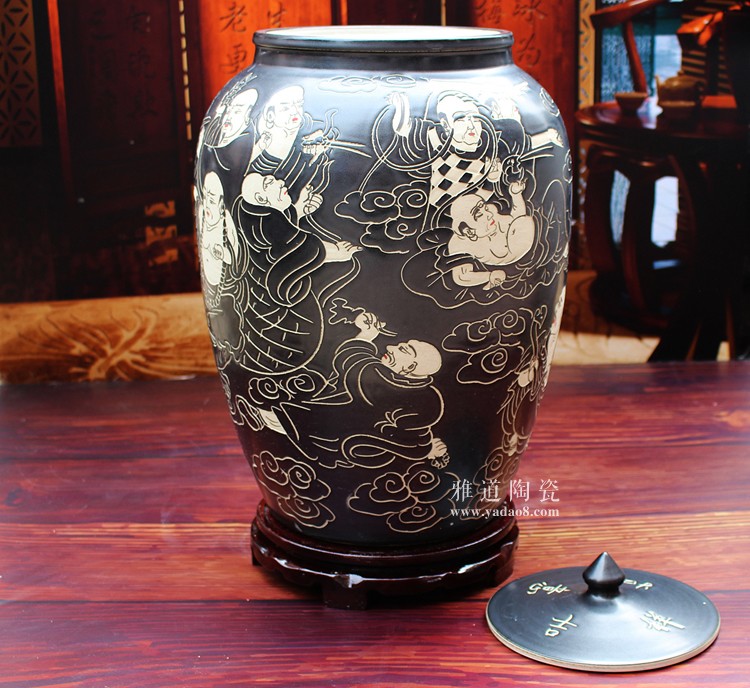 景德镇陶瓷储物缸-俯视图