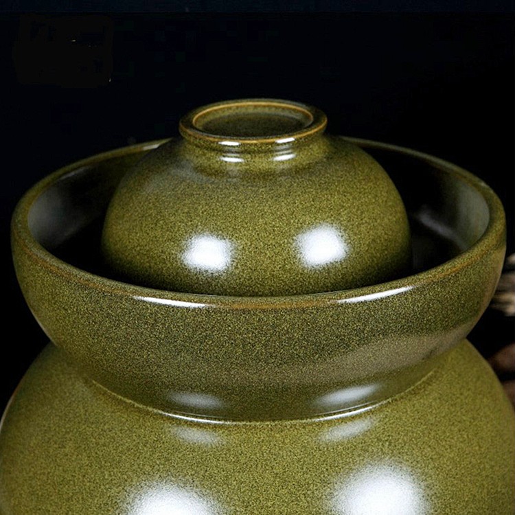 景德镇茶叶末陶瓷泡菜坛子-水槽