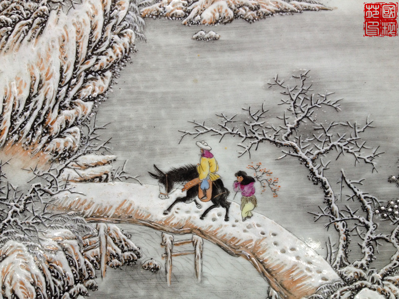 雪景山水瓷画