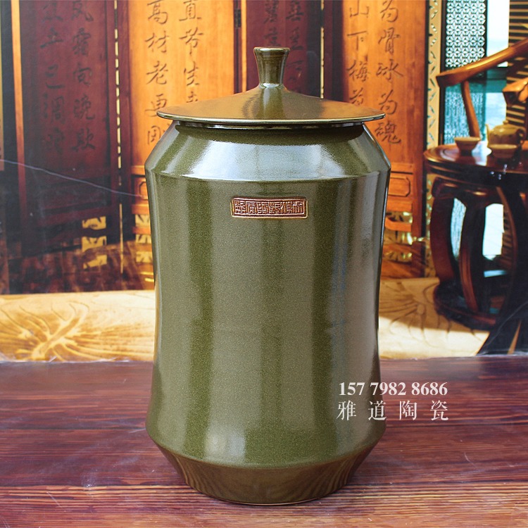 50斤茶叶末陶瓷米缸带盖储物罐