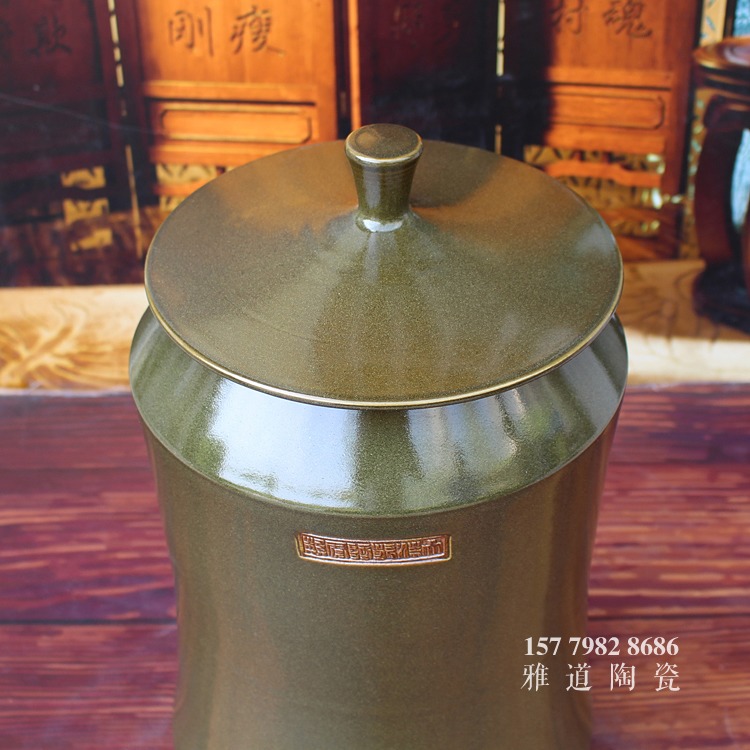 50斤茶叶末陶瓷米缸带盖储物罐