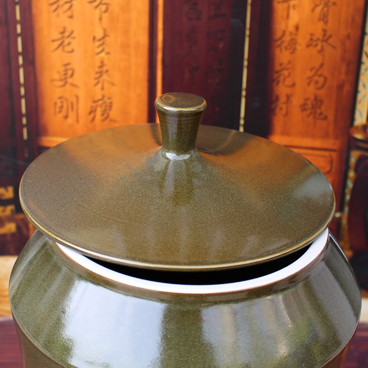 50斤茶叶末陶瓷米缸带盖储物罐-盖子