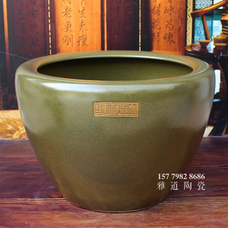 景德镇茶叶末陶瓷水缸鱼缸