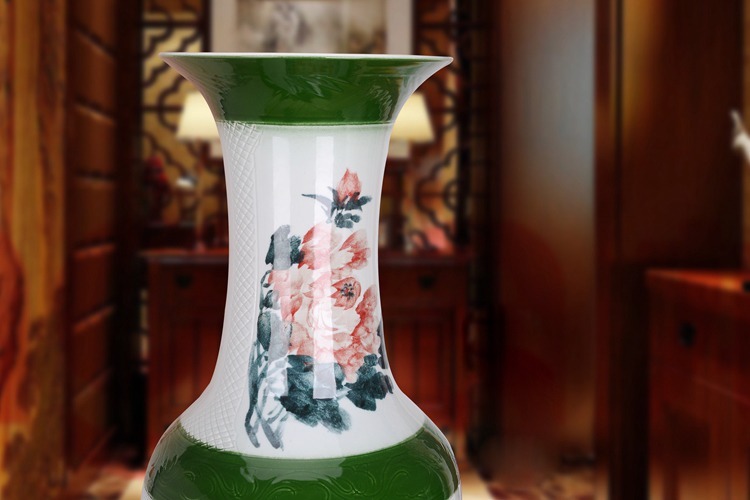 景德镇陶瓷手绘艺术大花瓶报春图-瓶口