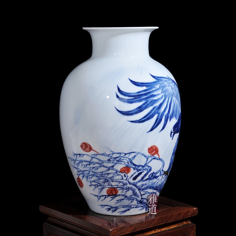 王云喜手绘花瓶家居装饰收藏工艺礼品-侧面
