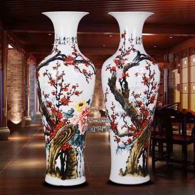 景德镇陶瓷大花瓶手绘富贵迎春