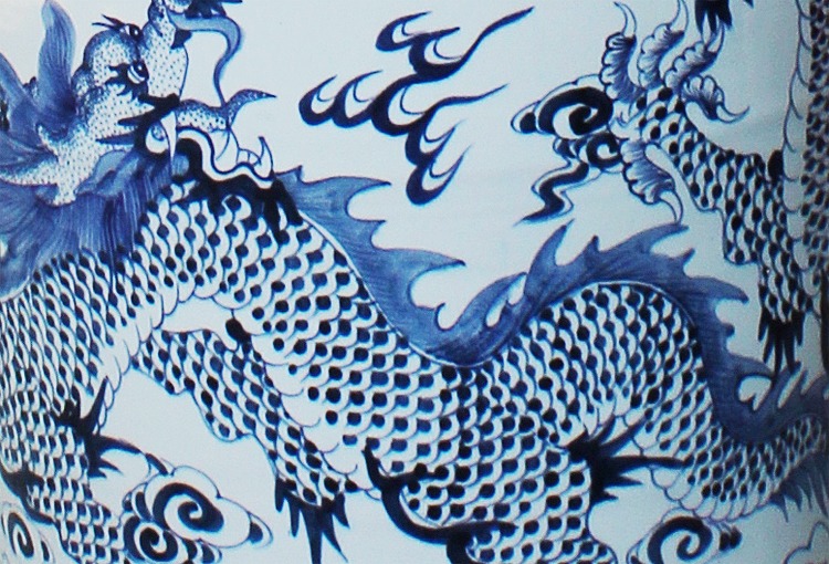 景德镇手绘龙纹1米8至3米青花瓷大花瓶细节图