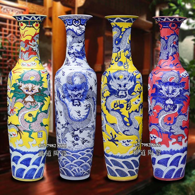 景德镇陶瓷高档手工雕刻龙纹大花瓶- 雅道陶瓷网