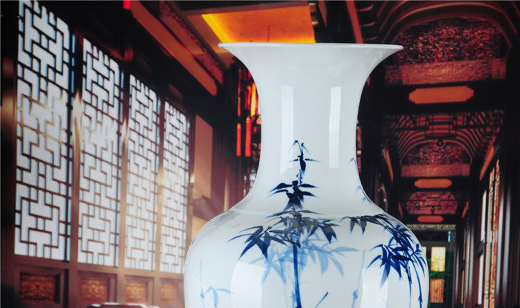 景德镇瓷器客厅酒店大花瓶摆件竹报平安细节图