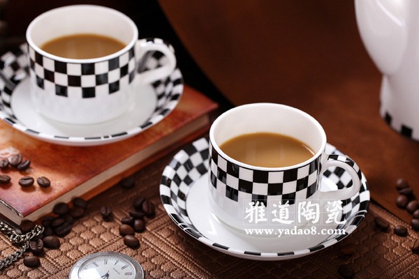 15头黑白格调陶瓷咖啡杯