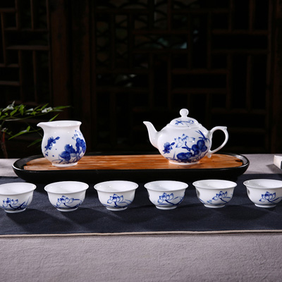景德镇手绘和为贵青花瓷茶具套装