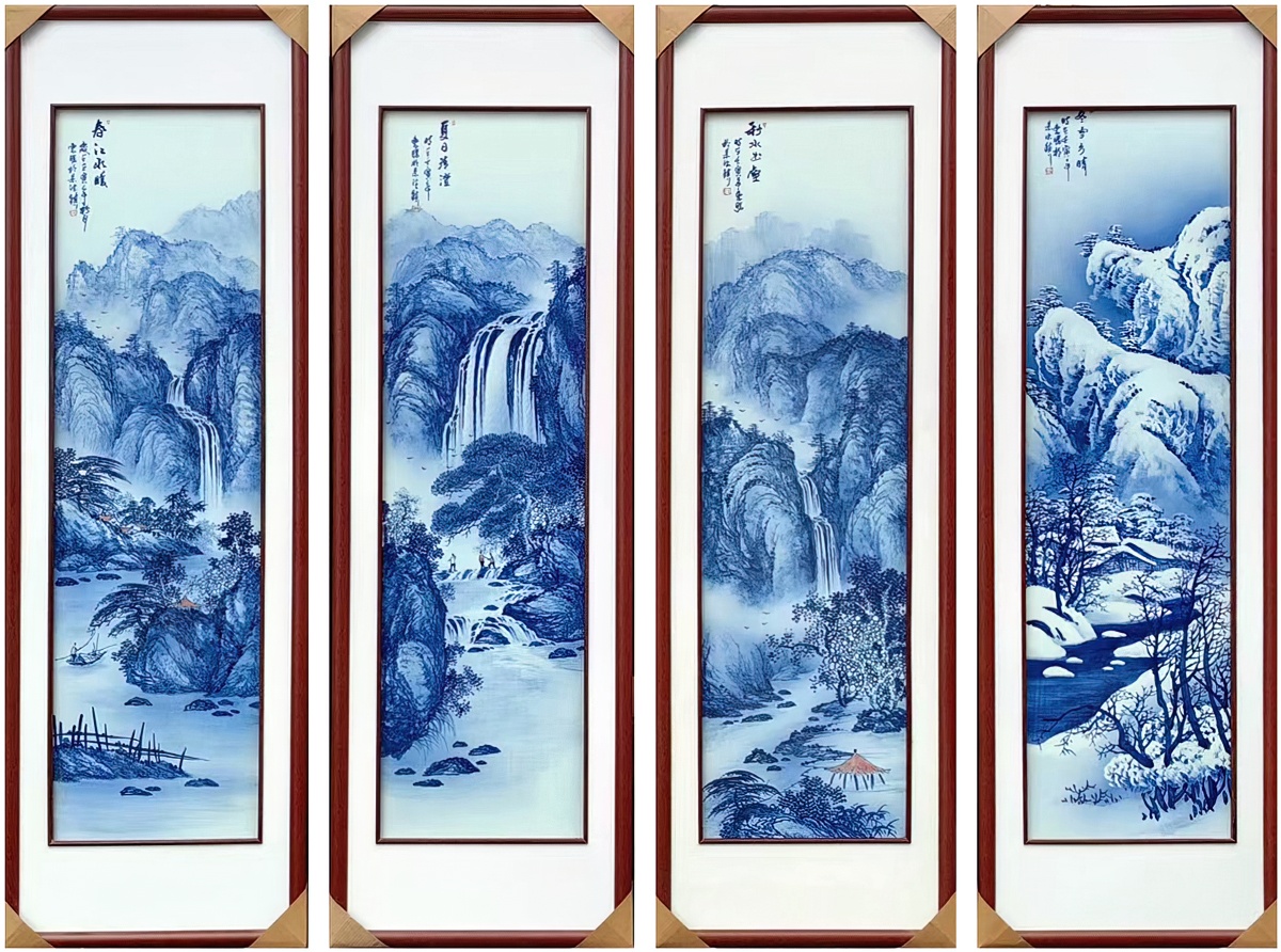 周惠胜手绘山水春夏秋冬瓷板画(图2)