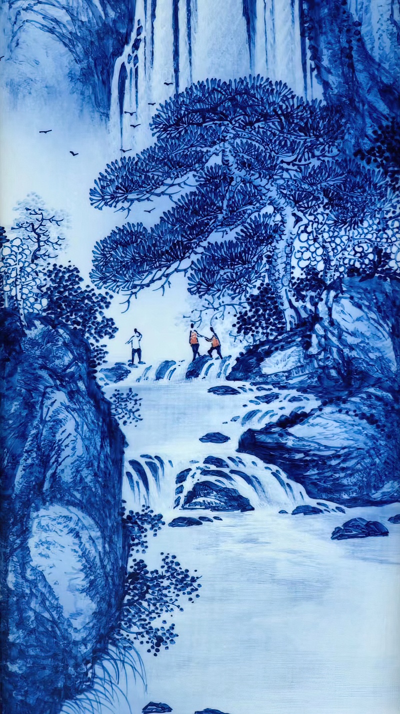 周惠胜手绘山水春夏秋冬瓷板画(图6)