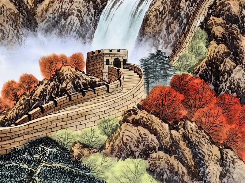 周惠胜鸿运当头山水瓷板画(图5)