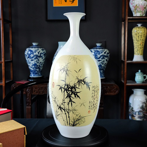 柳青松字画陶瓷艺术花瓶（清风入怀） - 雅道陶瓷网