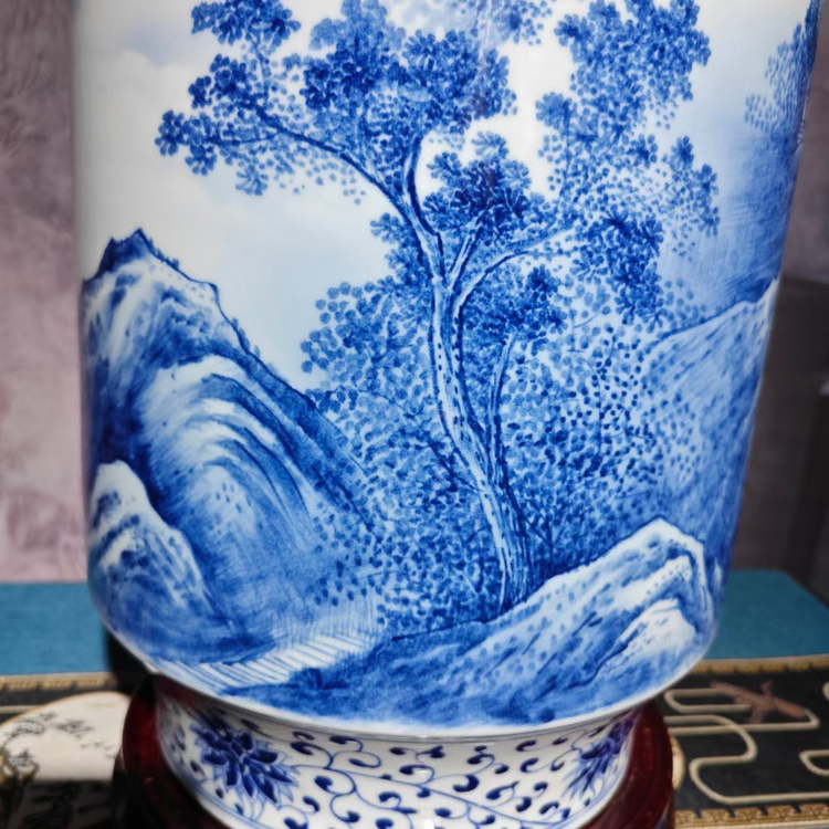 景德镇手绘青花瓷山水陶瓷花瓶(春醉山乡）(图5)