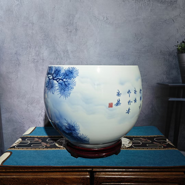 手绘陶瓷花瓶小缸家居客厅玄关摆件（金鼠旺财）(图2)