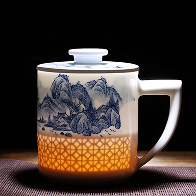 高档茶杯_手绘玲珑茶杯【图片__品】雅道陶瓷网