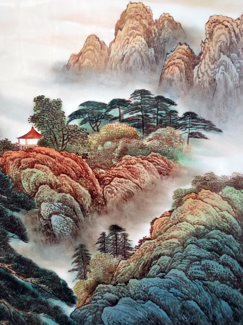 刘统富手绘客厅山水瓷板画作品
