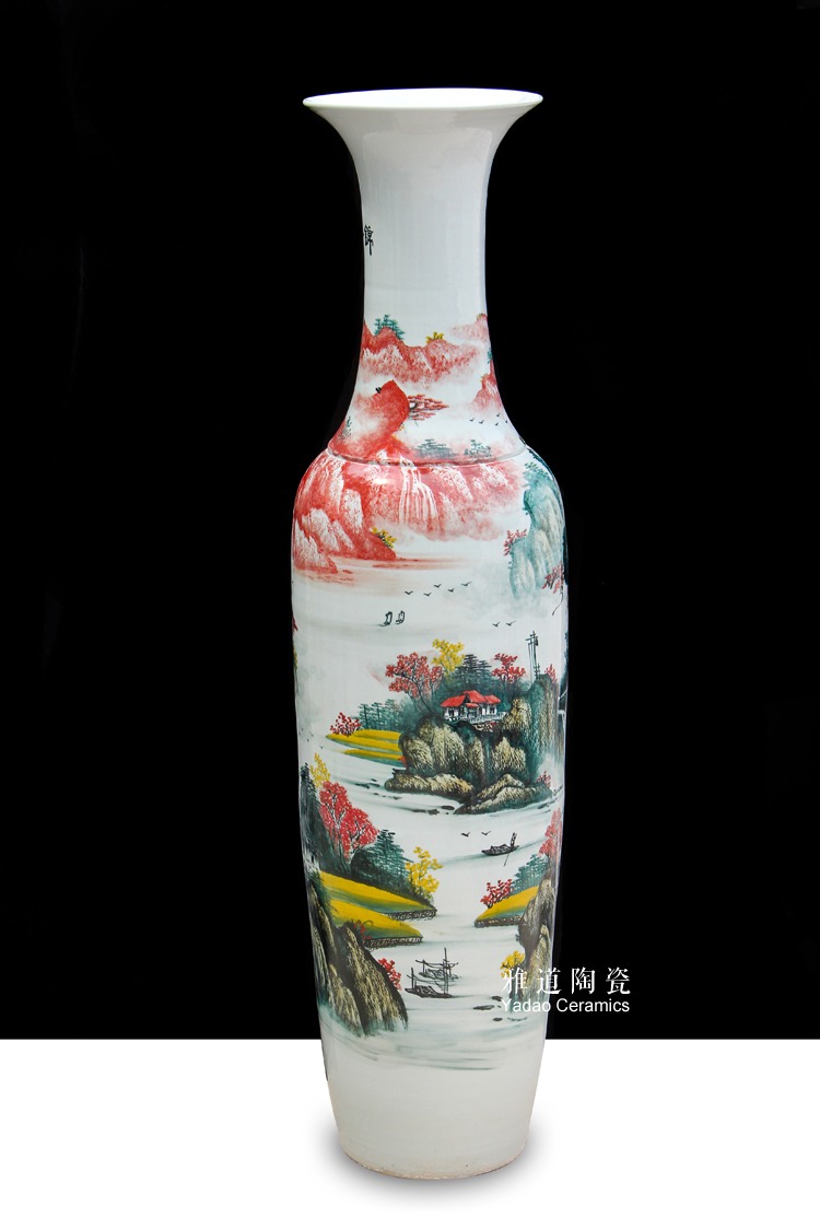 陶瓷大花瓶手绘锦绣前程家居酒店摆件细节图