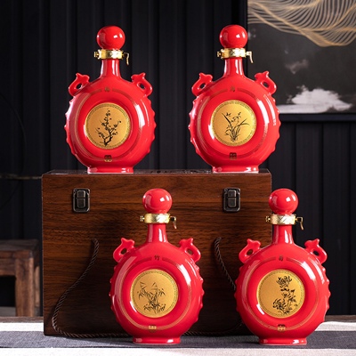 1斤装红色陶瓷酒坛（梅兰竹菊）