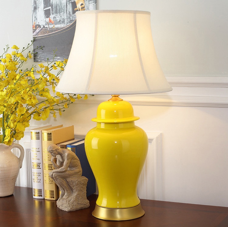 黄色将军罐古典简约装饰欧式陶瓷台灯
