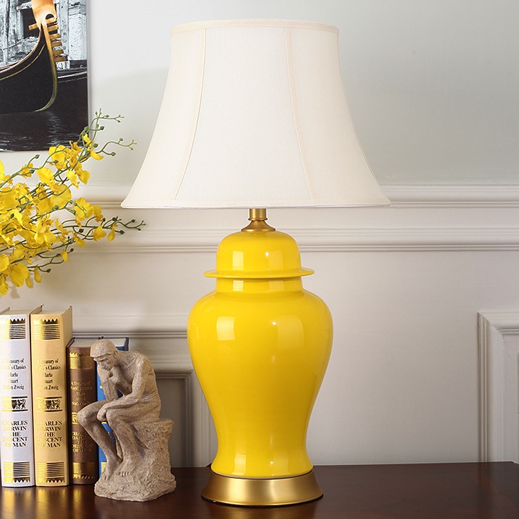 黄色将军罐古典简约装饰欧式陶瓷台灯