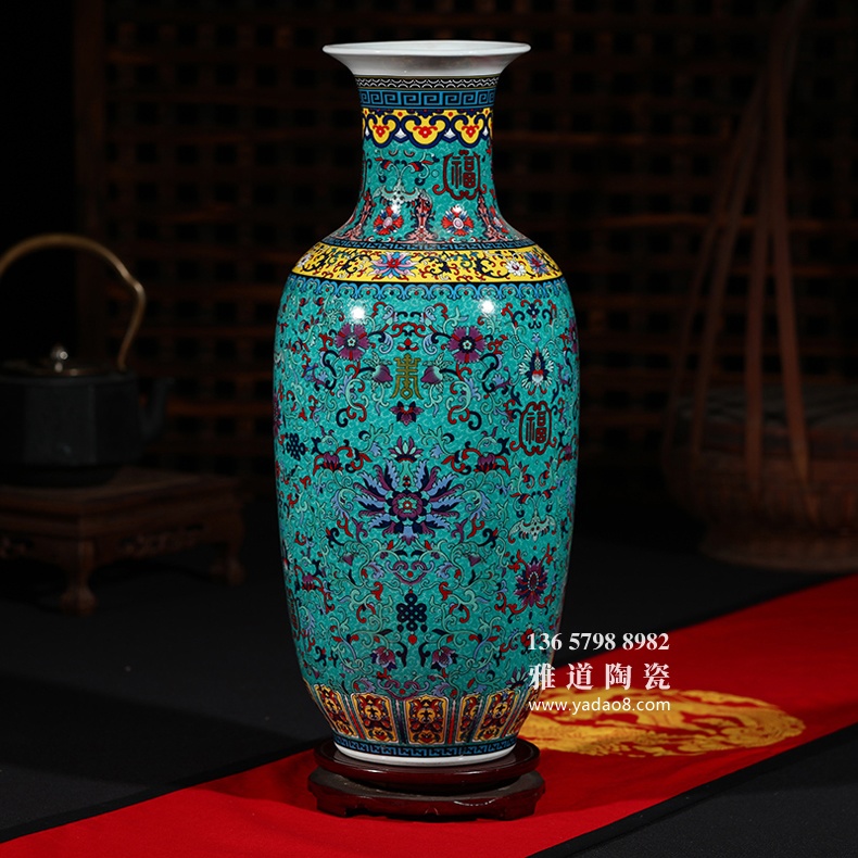 景德镇珐琅彩中式陶瓷花瓶摆件