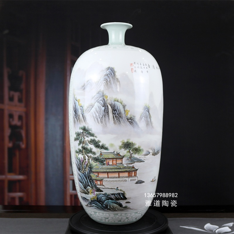 省级名家李炎华手绘粉彩陶瓷艺术花瓶